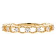 Gelbgold Diamant Kette Gliederring - 14k rund .15ctw Milgrain Ehering