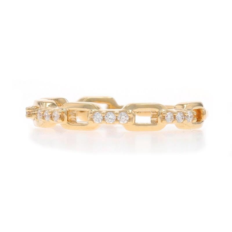 Taglio rotondo Anello con catena di diamanti in oro giallo 14k a brillante rotondo da 0,15 ct. in vendita