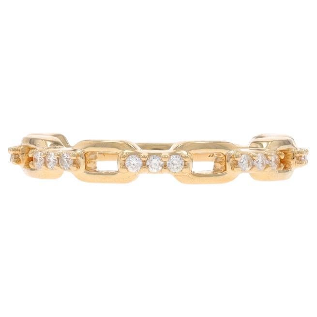 Anello con catena di diamanti in oro giallo 14k a brillante rotondo da 0,15 ct.