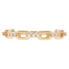 Anello con catena di diamanti in oro giallo 14k a brillante rotondo da 0,15 ct.