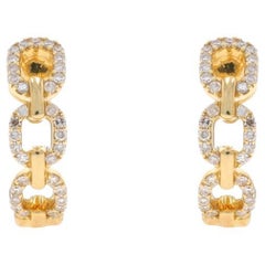 Gelbgold Diamant Kette Glieder Huggie Creolen - 14k Single .25ctw durchbohrt