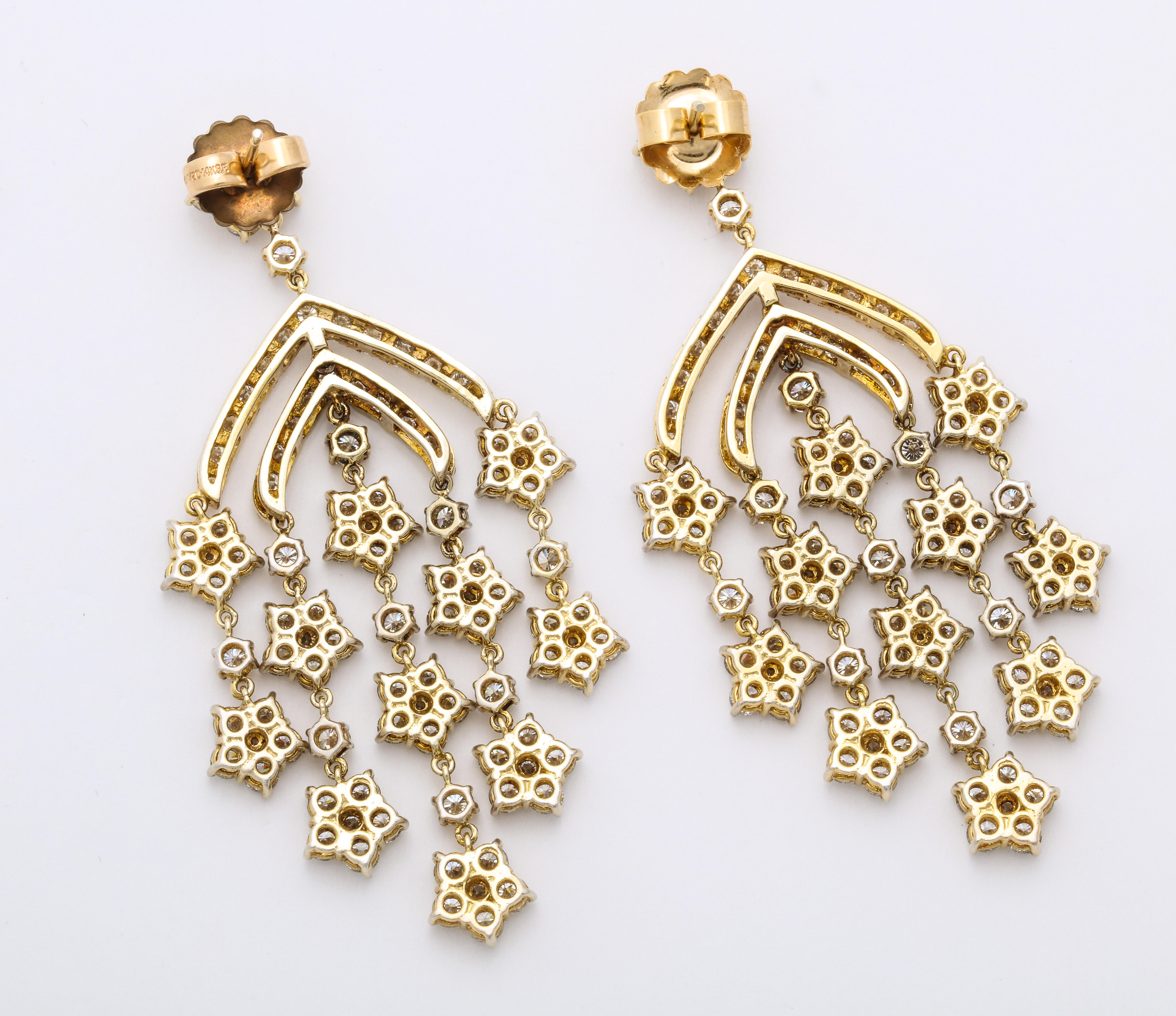 Women's Yellow Gold Diamond Chandelier Earrings For Sale