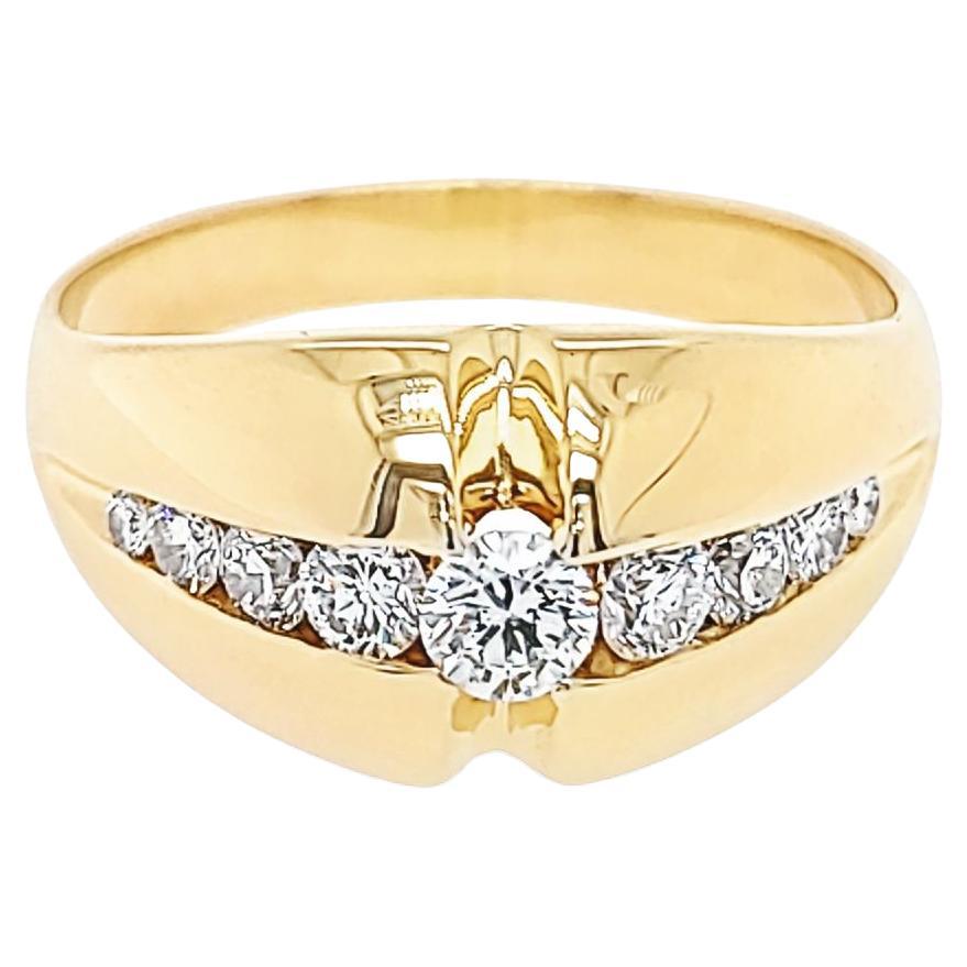 Yellow Gold Diamond Channel Ring For Sale