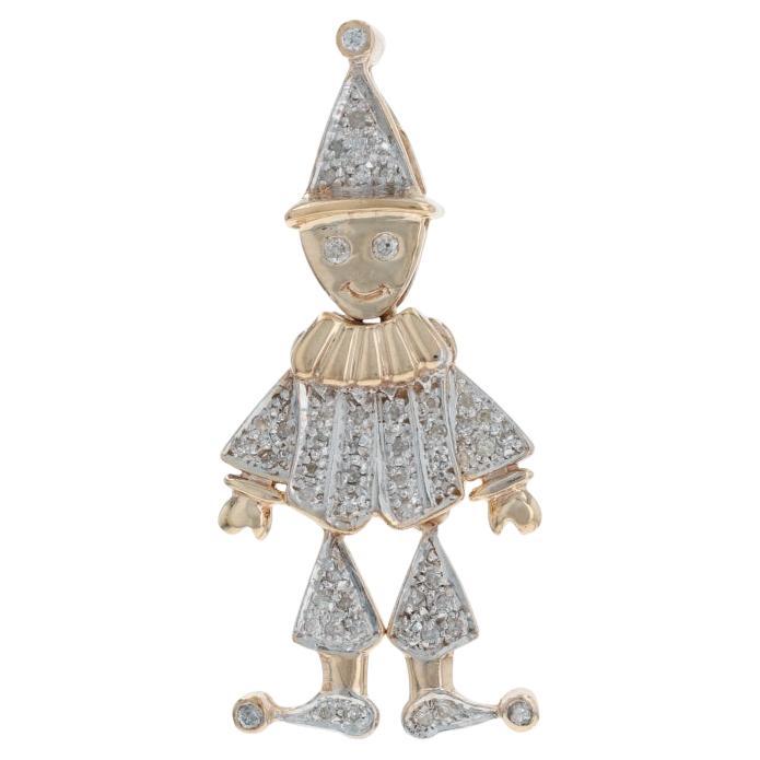 Pendentif clown joyeux en or jaune - 10k Single .30ctw Circus Marionette