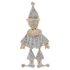 Pendentif clown joyeux en or jaune - 10k Single .30ctw Circus Marionette