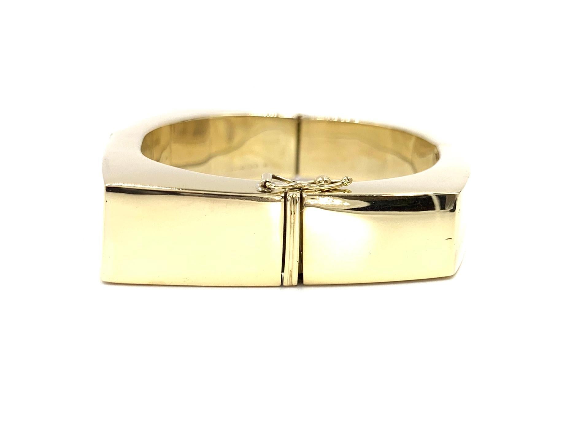 Women's Yellow Gold Diamond Chevron Square Bangle Bracelet