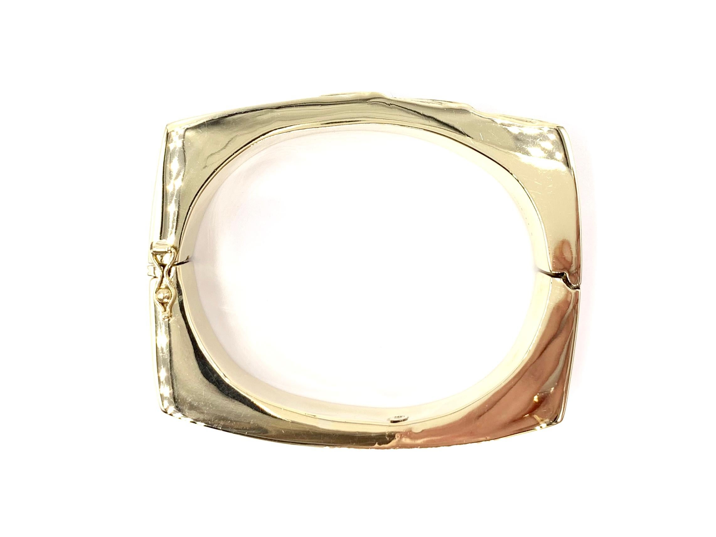 Yellow Gold Diamond Chevron Square Bangle Bracelet 2