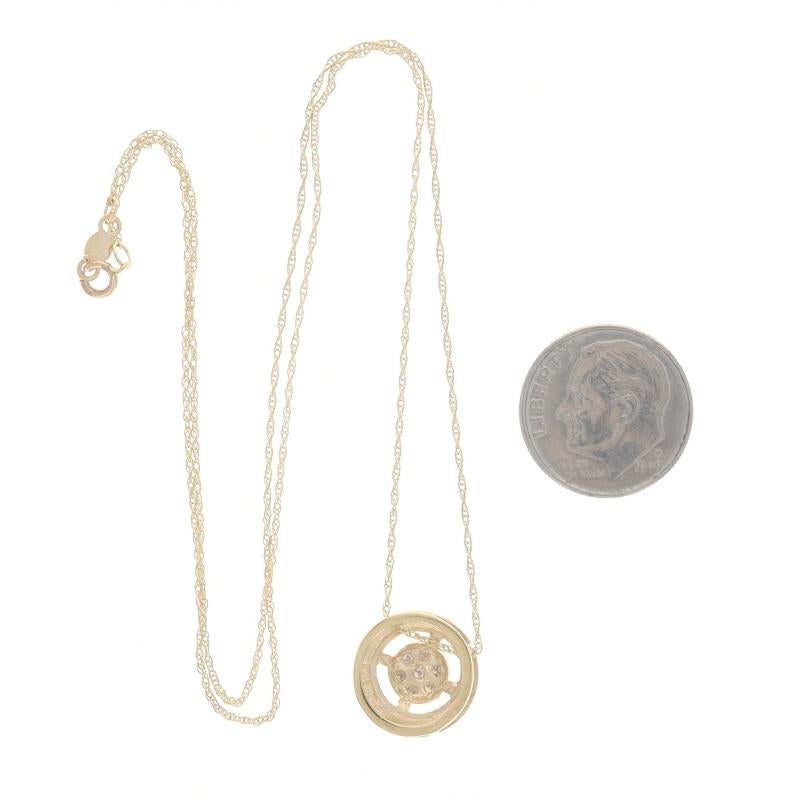 Taille ronde Collier en or jaune avec pendentif en forme de cercle de diamants - 10k Round Cut .14ctw en vente