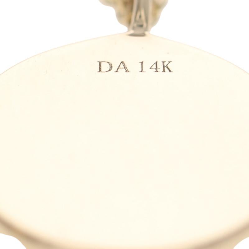 Collar Halo Círculo de Diamantes de Oro Amarillo - Disco Grabable Ajustable 14k en venta 1