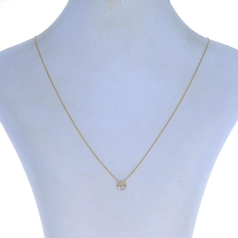 Gelbgold-Diamant-Halskette mit Kreis-Anhänger - 14k gebürstete Scheiben-Doppel verstellbar (Einfacher Schliff)