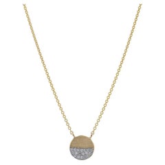 Collier pendentif cercle en or jaune avec diamants - 14k Brushed Disc Dot Dot Ajustable