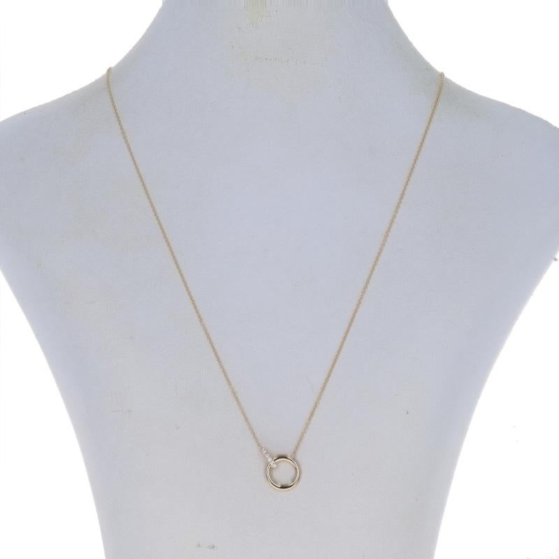 Halskette mit Kreis-Anhänger aus Gelbgold mit Diamanten - 14k rundem Brillanten, verstellbar (Rundschliff)
