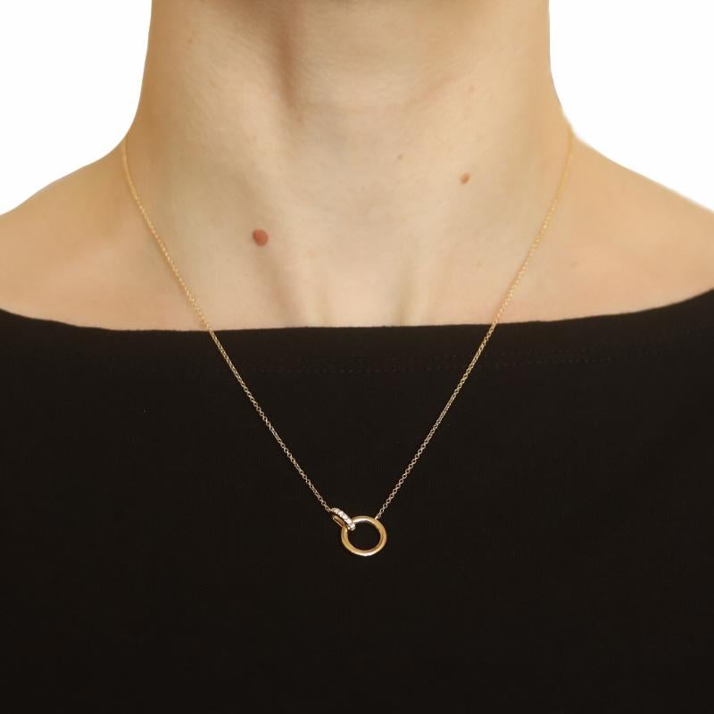 Halskette mit Kreis-Anhänger aus Gelbgold mit Diamanten - 14k rundem Brillanten, verstellbar im Zustand „Neu“ in Greensboro, NC