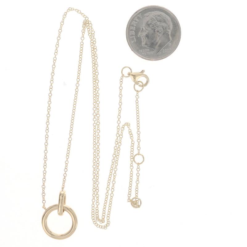 Halskette mit Kreis-Anhänger aus Gelbgold mit Diamanten - 14k rundem Brillanten, verstellbar Damen