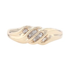 Vintage Yellow Gold Diamond Cluster Band, 10k Baguette Cut Ring