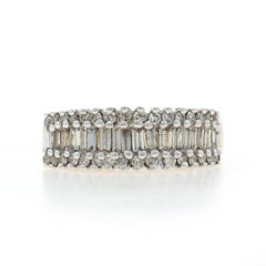 Yellow Gold Diamond Cluster Band - 10k Round Brilliant & Baguette 1.00ctw Ring