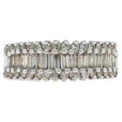 Yellow Gold Diamond Cluster Band - 10k Round Brilliant & Baguette 1.00ctw Ring