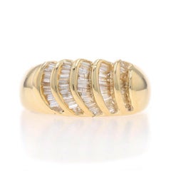 Yellow Gold Diamond Cluster Band - 14k Baguette .50ctw Fan Ring Sz 6