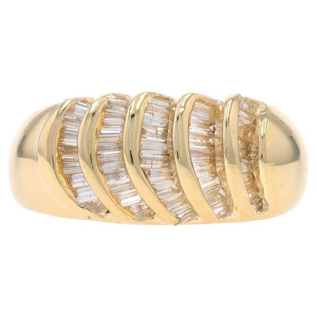 Yellow Gold Diamond Cluster Band - 14k Baguette .50ctw Fan Ring Sz 6