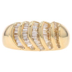 Yellow Gold Diamond Cluster Band - 14k Baguette .50ctw Fan Ring Sz 6