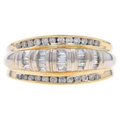 Yellow Gold Diamond Cluster Band - 14k Baguette & Round .50ctw Ring