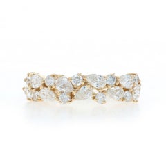 Yellow Gold Diamond Cluster Band - 14k Pear 1.06ctw Ring