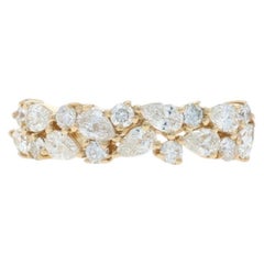Yellow Gold Diamond Cluster Band - 14k Pear 1.06ctw Ring