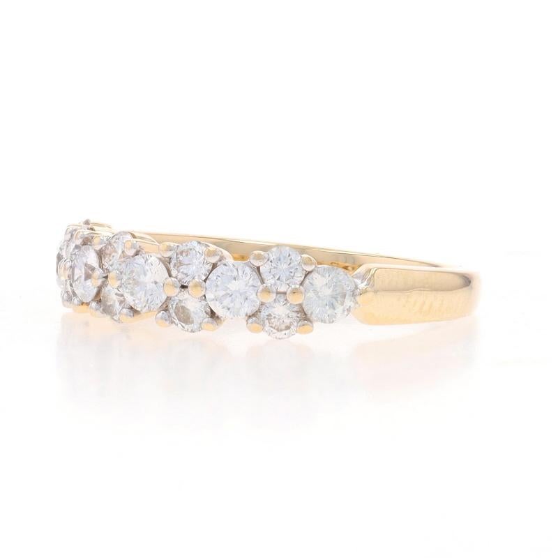 Round Cut Yellow Gold Diamond Cluster Band - 14k Round .83ctw Anniversary Wedding Ring For Sale