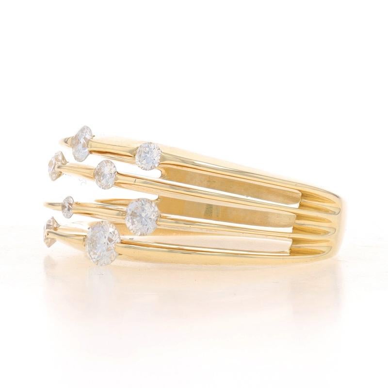 Round Cut Yellow Gold Diamond Cluster Band - 14k Round Brilliant .53ctw Four-Row Ring For Sale