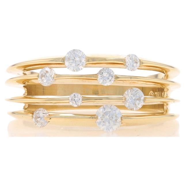 Yellow Gold Diamond Cluster Band - 14k Round Brilliant .53ctw Four-Row Ring For Sale