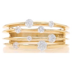 Yellow Gold Diamond Cluster Band - 14k Round Brilliant .53ctw Four-Row Ring
