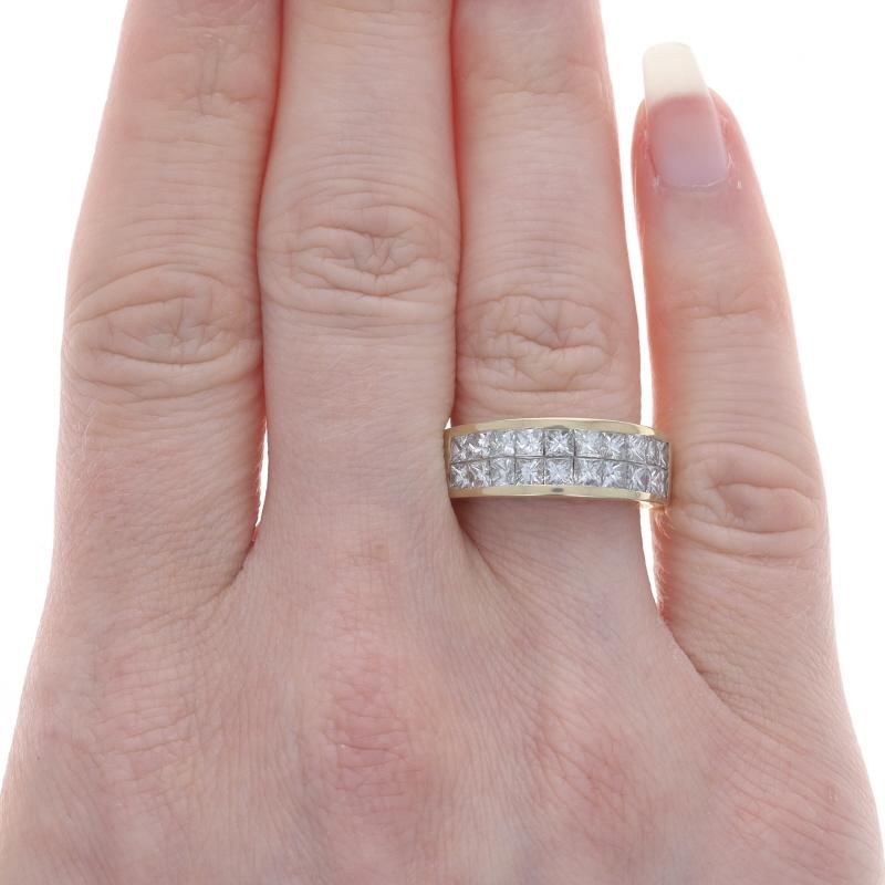 Princess Cut Yellow Gold Diamond Cluster Band - 18k Princess 2.00ctw Invisible Set Ring Sz 7 For Sale