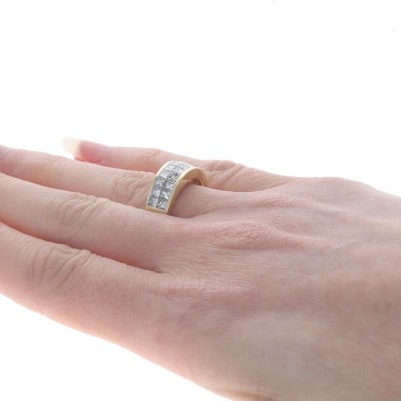 Women's Yellow Gold Diamond Cluster Band - 18k Princess 2.00ctw Invisible Set Ring Sz 7 For Sale