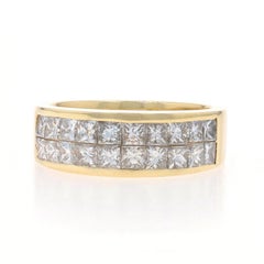 Anneau en or jaune avec diamants - 18k Princesse 2.00ctw Invisible Set Ring Sz 7