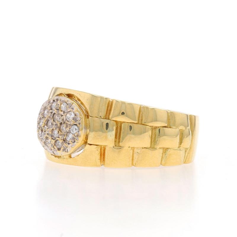 Women's Yellow Gold Diamond Cluster Band - 18k Round Brilliant .10ctw Link Ring For Sale