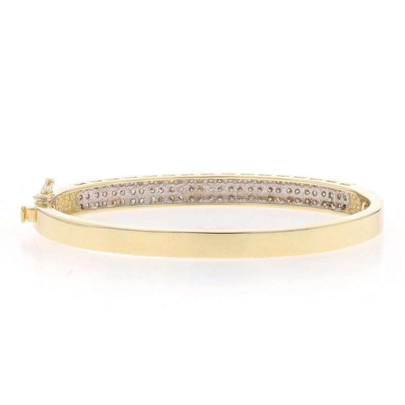 Yellow Gold Diamond Cluster Bangle Bracelet 6 1/2