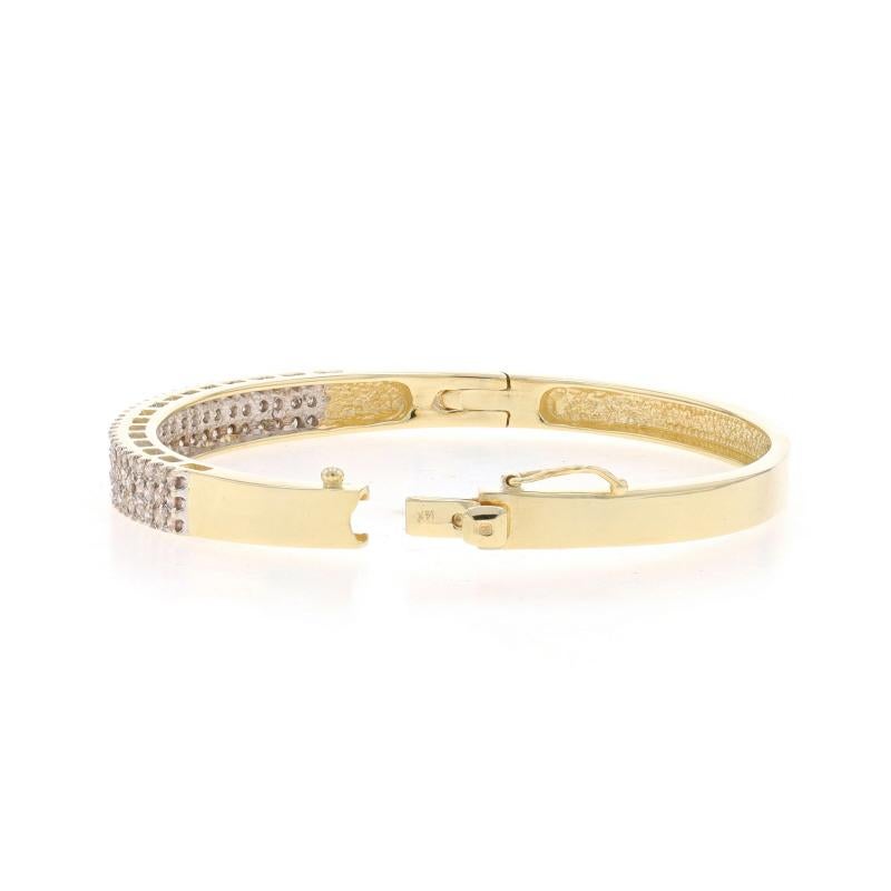 Women's Yellow Gold Diamond Cluster Bangle Bracelet 6 1/2