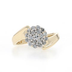 Yellow Gold Diamond Cluster Bypass Ring - 10k 1.00ctw