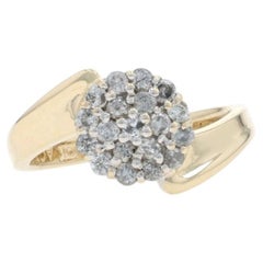 Yellow Gold Diamond Cluster Bypass Ring - 10k 1.00ctw