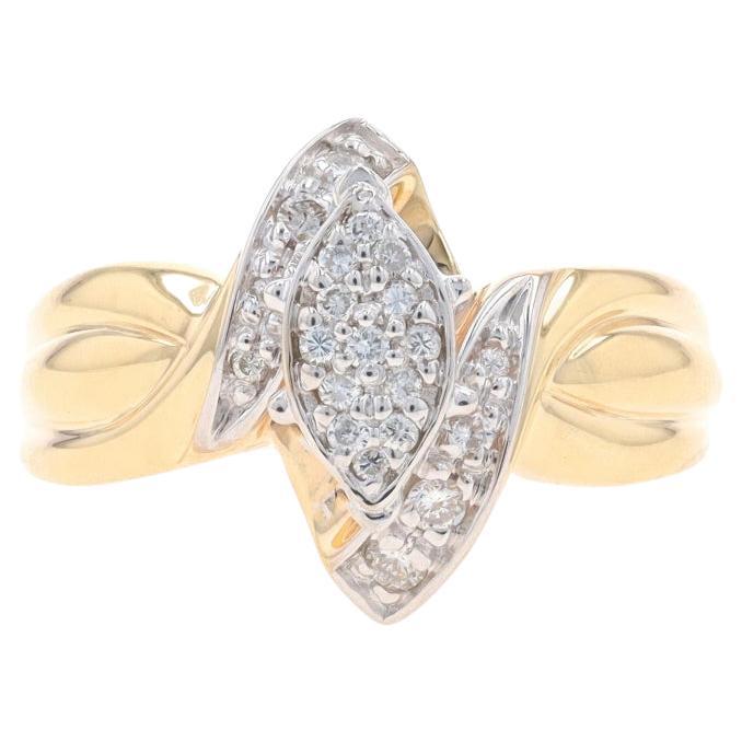 Yellow Gold Diamond Cluster Bypass Ring - 10k Round Brilliant .24ctw For Sale