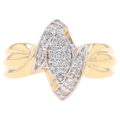 Yellow Gold Diamond Cluster Bypass Ring - 10k Round Brilliant .24ctw