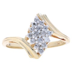 Yellow Gold Diamond Cluster Bypass Ring - 10k Round Brilliant .25ctw