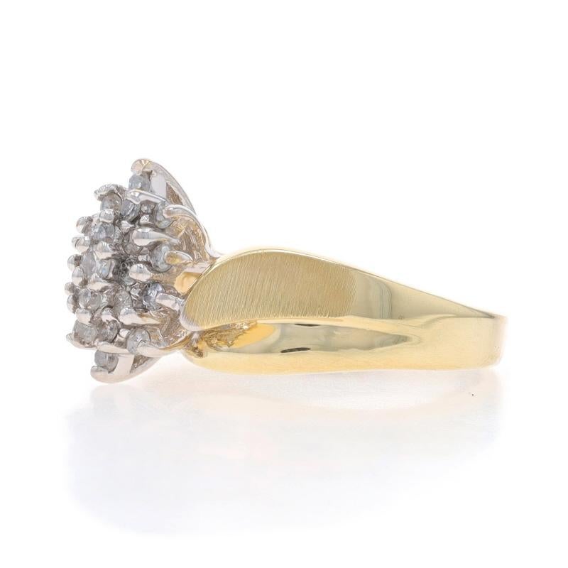 Bague bypass en or jaune avec grappe de diamants - 10k Single Cut .25ctw Floral Brushed Excellent état - En vente à Greensboro, NC