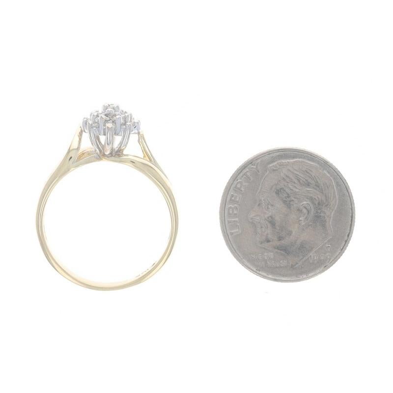 Bague bypass en or jaune avec grappe de diamants - 10k Single Cut .25ctw Floral Brushed en vente 1