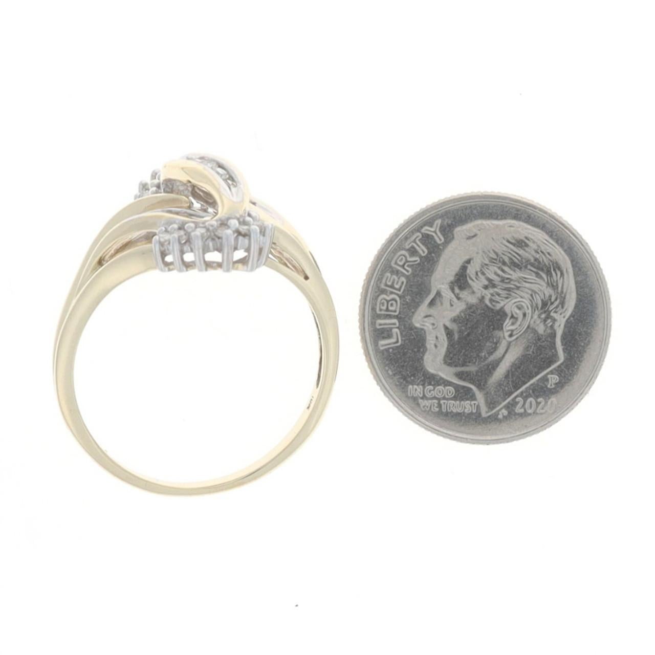 Yellow Gold Diamond Cluster Bypass Ring 10k Single Cut .25ctw 1