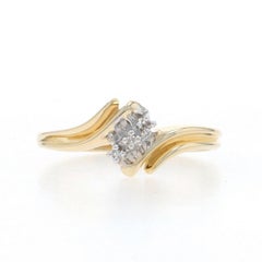 Yellow Gold Diamond Cluster Bypass Ring - 10k Single