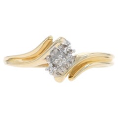 Yellow Gold Diamond Cluster Bypass Ring - 10k Single