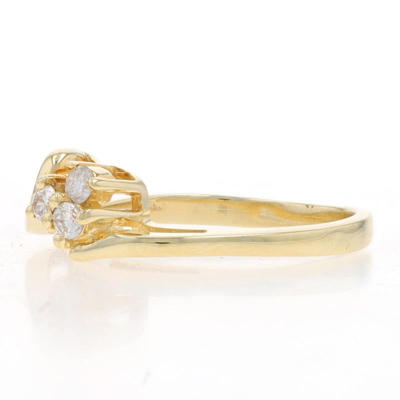 Round Cut Yellow Gold Diamond Cluster Bypass Ring - 14k Round Brilliant .15ctw Floral For Sale