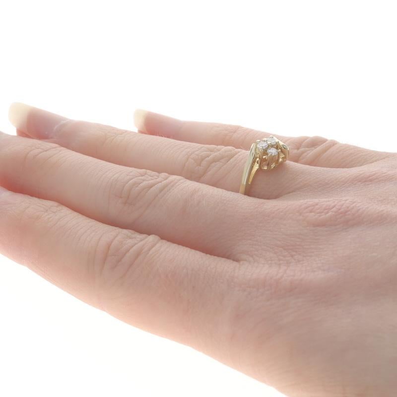 Yellow Gold Diamond Cluster Bypass Ring - 14k Round Brilliant .15ctw Floral In Excellent Condition In Greensboro, NC