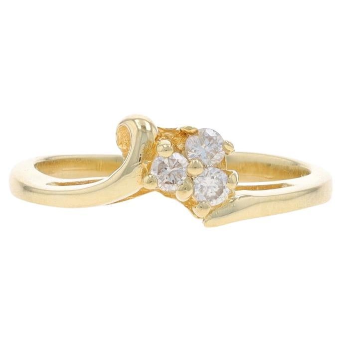 Yellow Gold Diamond Cluster Bypass Ring - 14k Round Brilliant .15ctw Floral